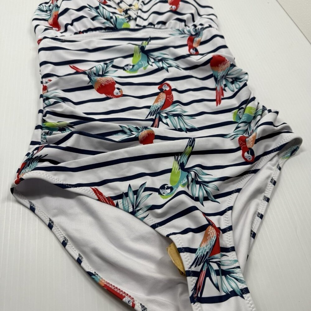 Phurro One Piece Bathing Suit  Parrot Tropical Beach Pool Summer Colorful size M - Picture 5 of 10
